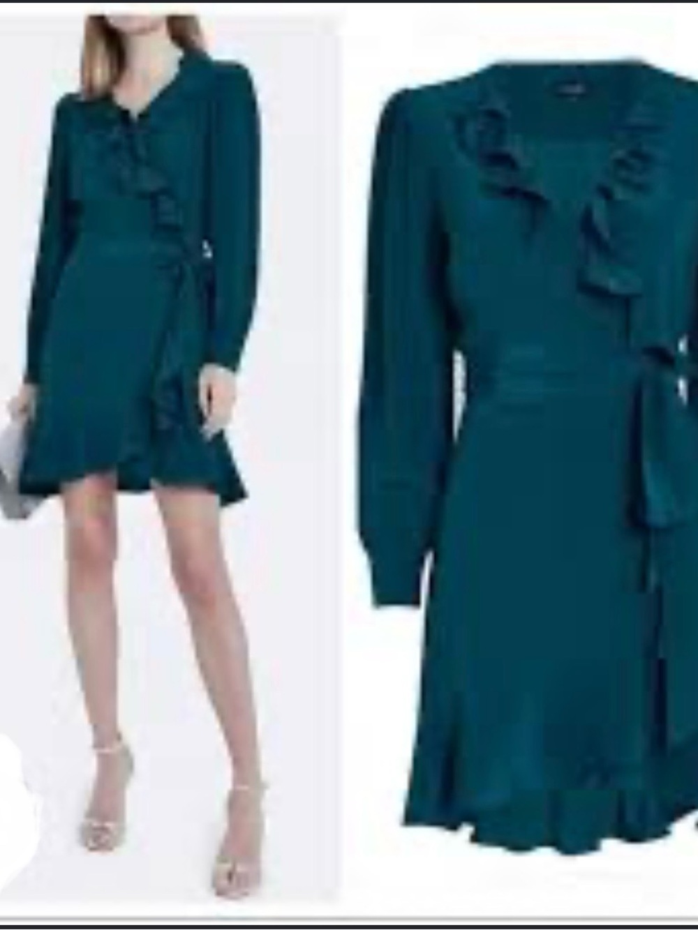 Intermix Aviana Teal Ruffle Wrap Dress - Women 4